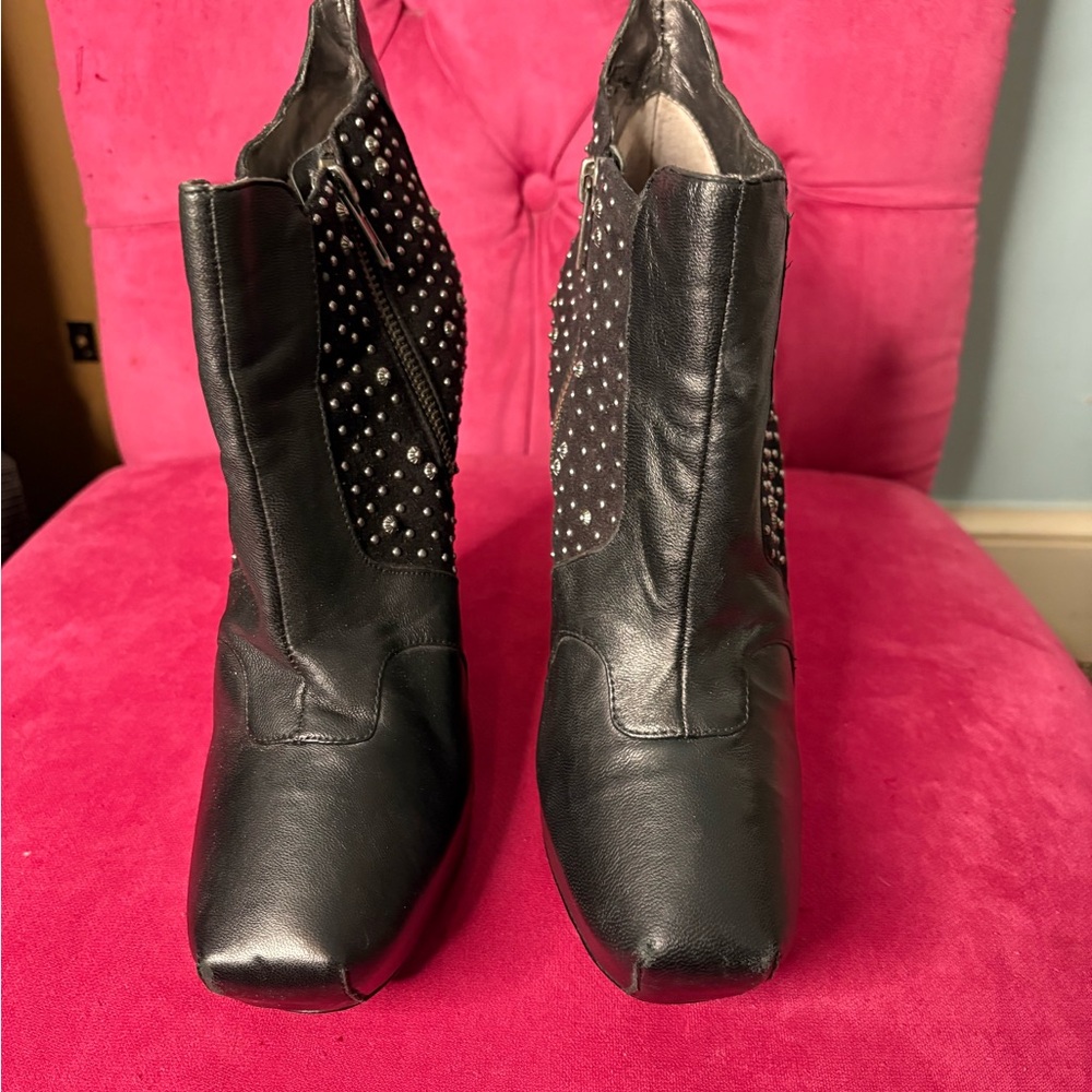 Sam Edelman Black Studded Heeled Boots - Picture 4 of 4